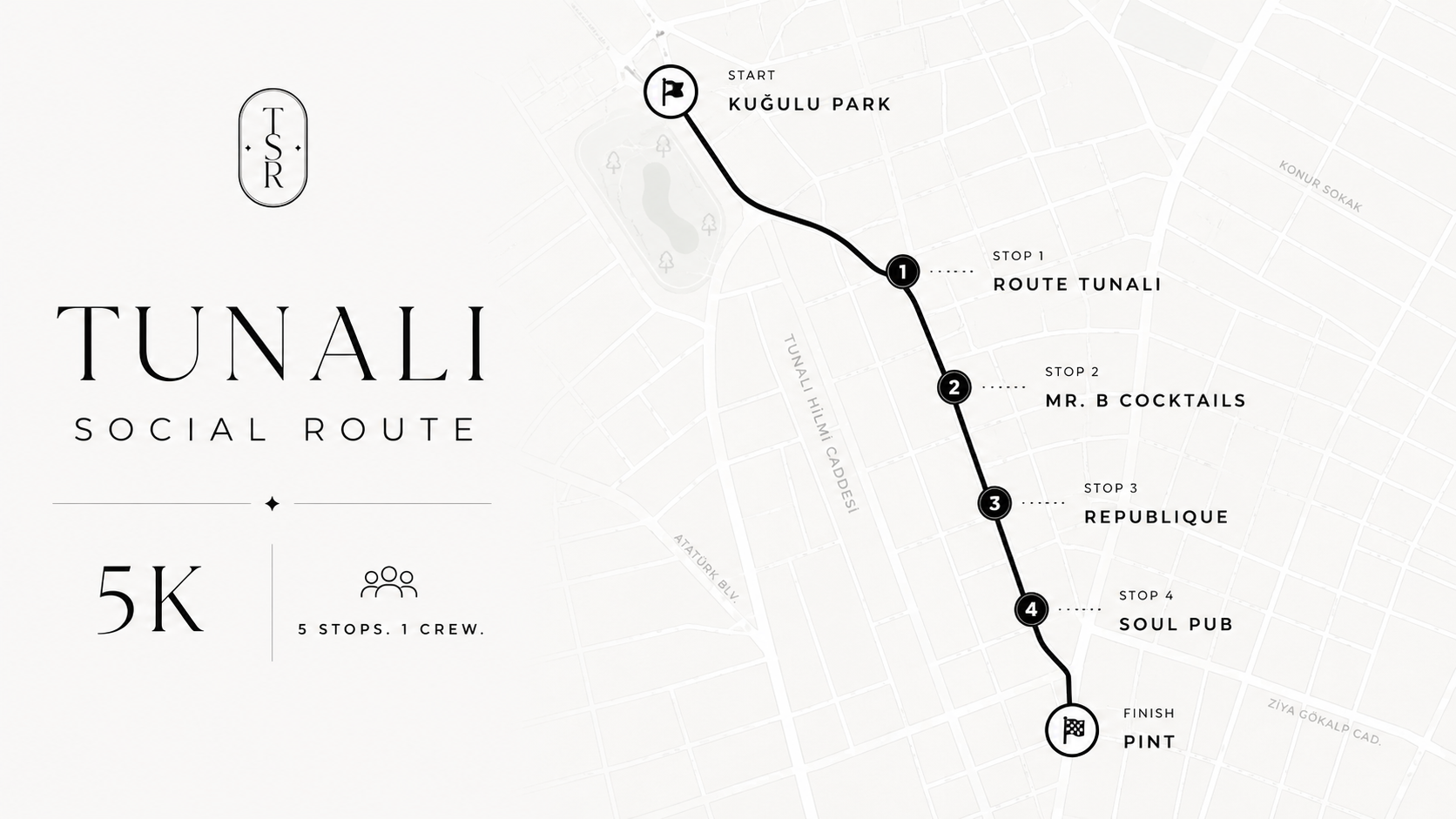 Tunalı Social Route rota haritası
